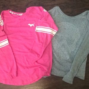 Lot of Two Pink Victoria’s Secret Shirts Tops Gray
